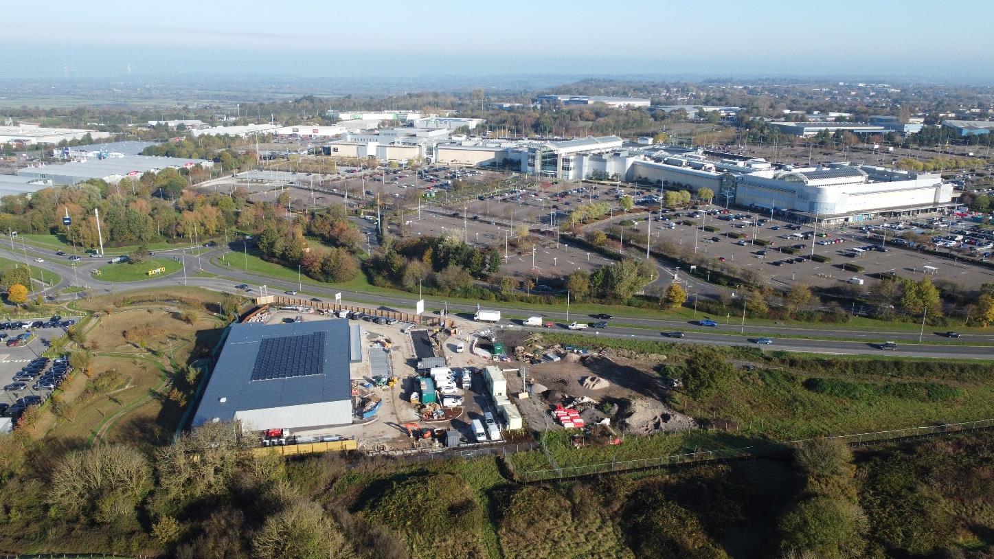 Aldi Cribbs Causeway from the air